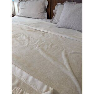 Linen Source King Silk & Cotton Blend Blanket bed cover Satin trim luxury  Soft